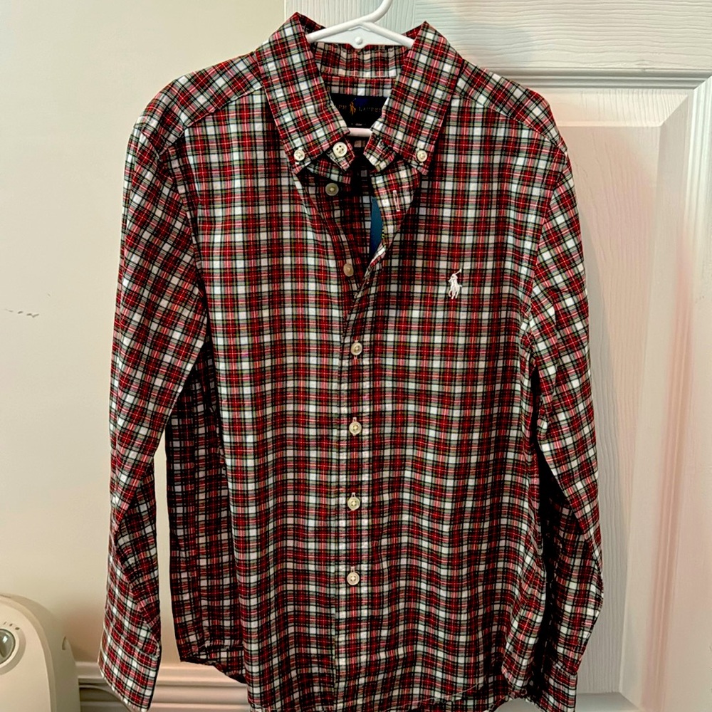 Ralph Lauren Polo long sleeve plaid shirt. with tags. Perfect for the holidays